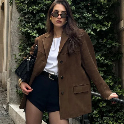 Veste en Suède Marron pour Femmes | Style Vintage et Confort Doux