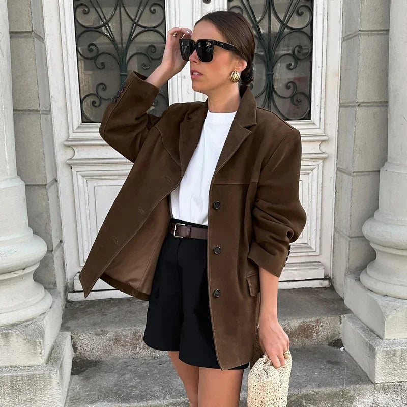 Veste en Suède Marron pour Femmes | Style Vintage et Confort Doux