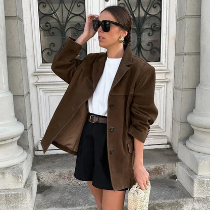 Veste en Suède Marron pour Femmes | Style Vintage et Confort Doux