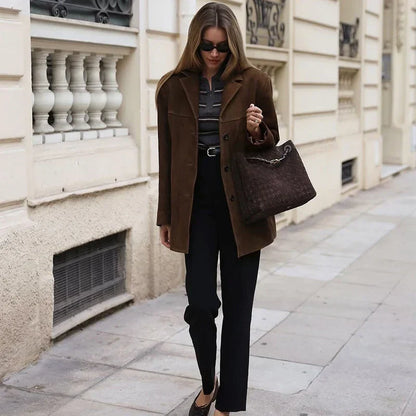 Veste en Suède Marron pour Femmes | Style Vintage et Confort Doux