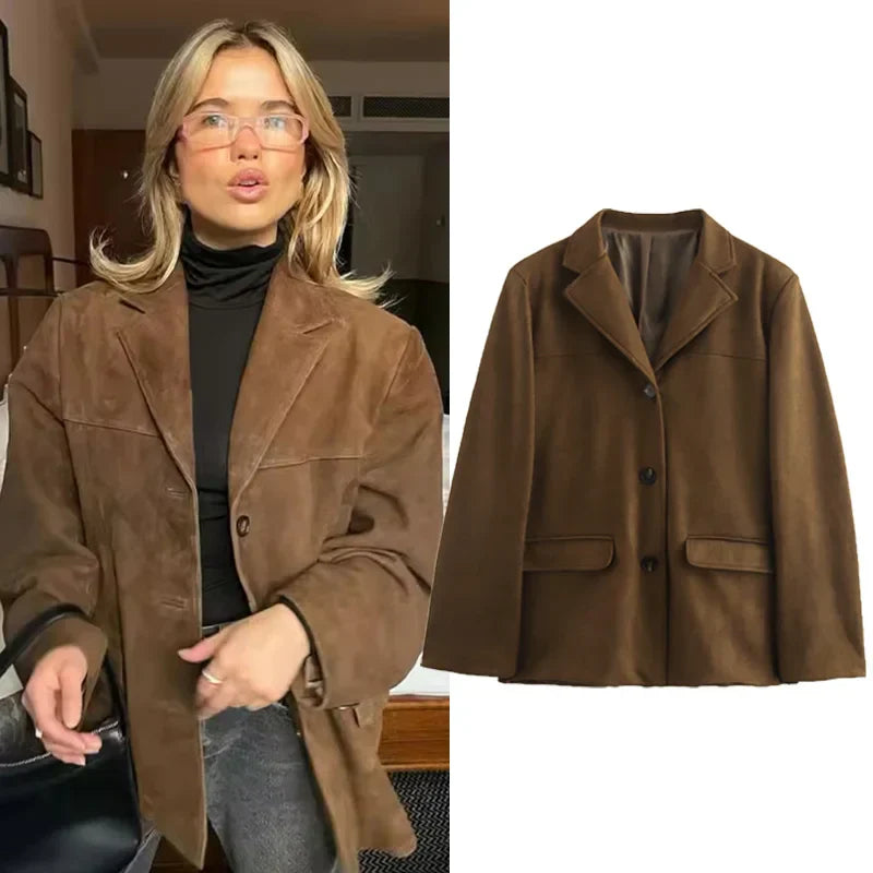 Veste en Cuir Suédé Brun pour Femmes | Style Vintage et Confort Doux