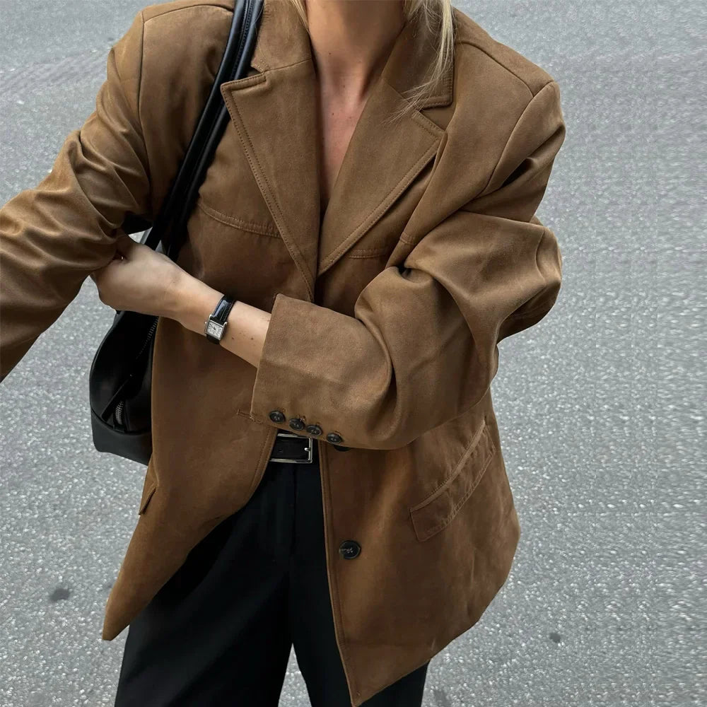 Veste en Cuir Suédé Brun pour Femmes | Style Vintage et Confort Doux