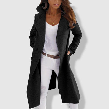 Manteau Trench Femme en Laine | Élégant à Double Boutonnage et Large Revers