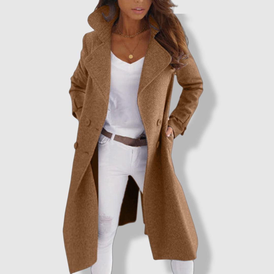 Manteau Trench Femme en Laine | Élégant à Double Boutonnage et Large Revers