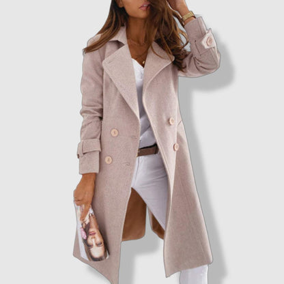 Manteau Trench Femme en Laine | Élégant à Double Boutonnage et Large Revers