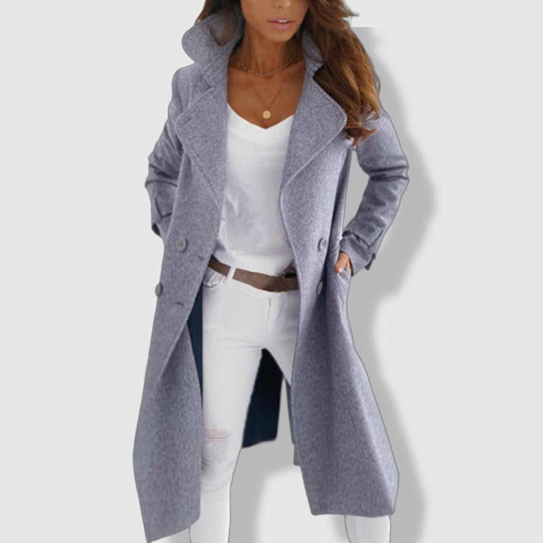 Manteau Trench Femme en Laine | Élégant à Double Boutonnage et Large Revers