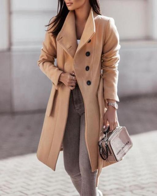 Manteau Long en Laine pour Femmes | Élégant et Ceinturé pour un Style Classique