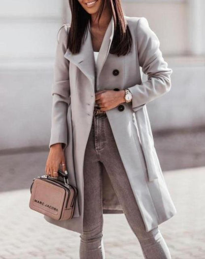 Manteau Long en Laine pour Femmes | Élégant et Ceinturé pour un Style Classique