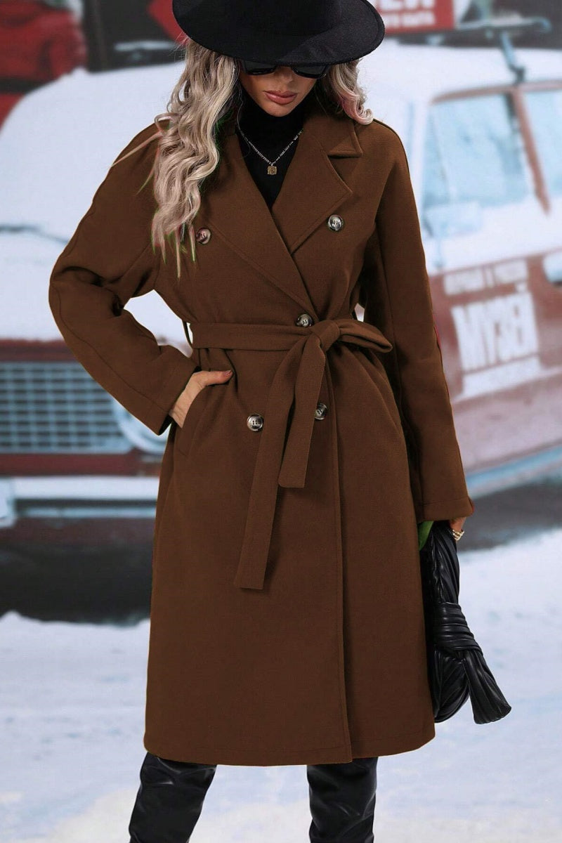 Manteau Long en Laine pour Femmes | Design Croisé et Coupe Décontractée