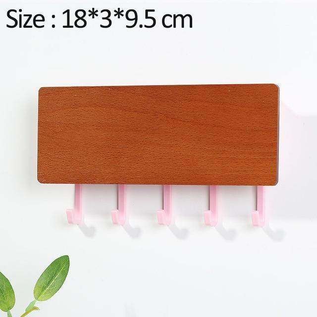 Porte-Clés Mural en Bois | Design Élégant avec Crochets Colorés