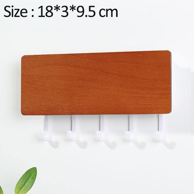 Porte-Clés Mural en Bois | Design Élégant avec Crochets Colorés
