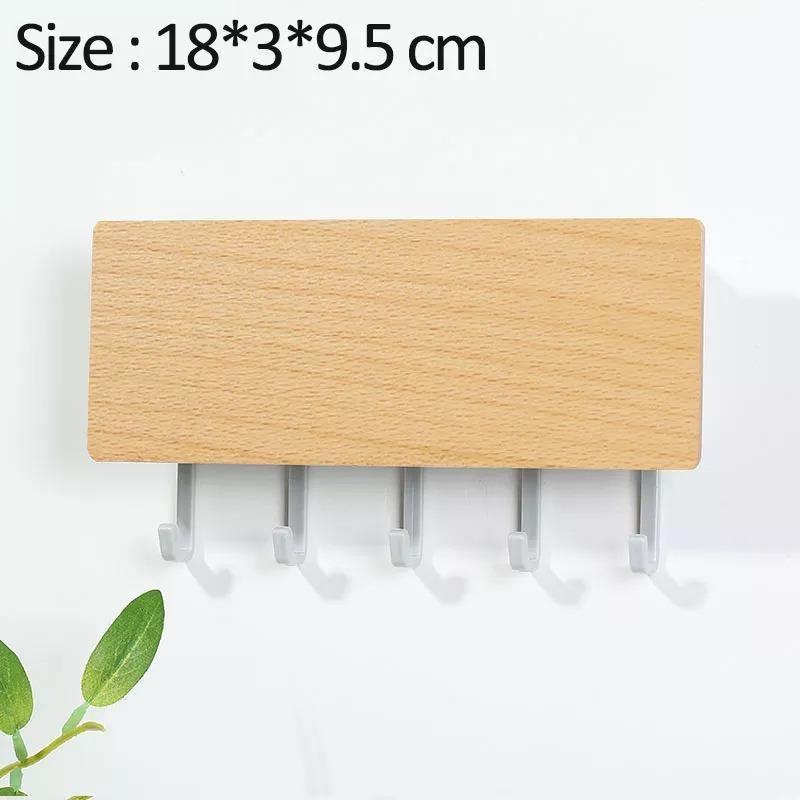 Porte-Clés Mural en Bois | Design Élégant avec Crochets Colorés