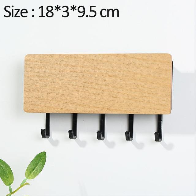 Porte-Clés Mural en Bois | Design Élégant avec Crochets Colorés