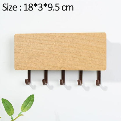 Porte-Clés Mural en Bois | Design Élégant avec Crochets Colorés