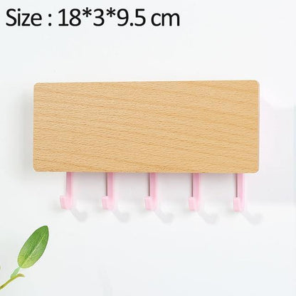 Porte-Clés Mural en Bois | Design Élégant avec Crochets Colorés