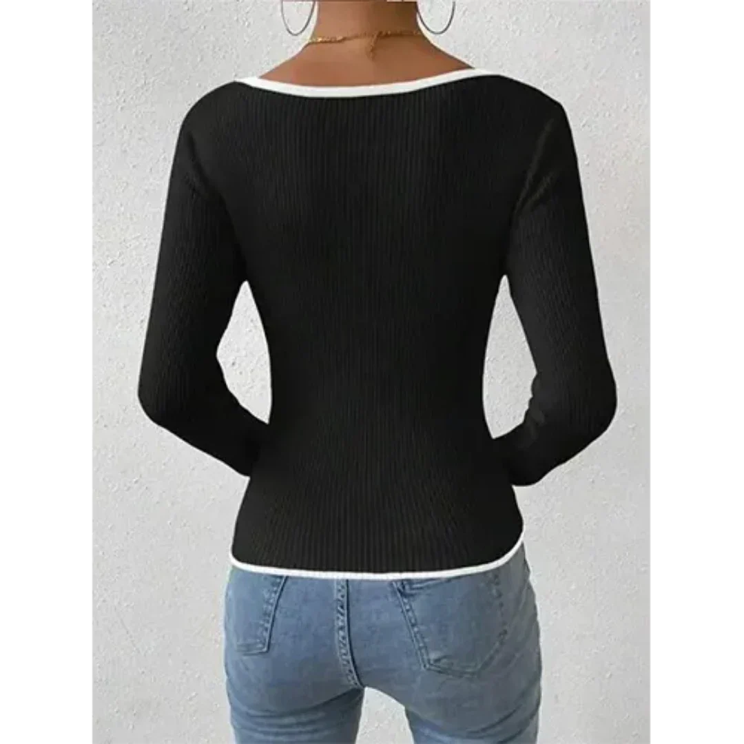 T-shirt à Manches Longues Femme | Décolleté en V Flatteur et Confort Élégant