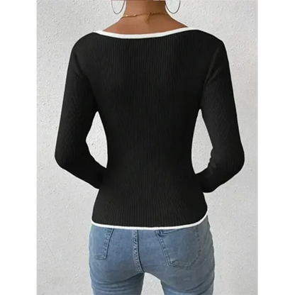 T-shirt à Manches Longues Femme | Décolleté en V Flatteur et Confort Élégant