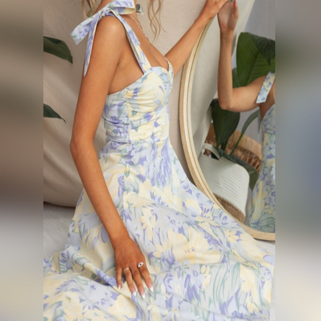 Robe Midi Florale Élégante | Confort et Style pour Invités de Mariage