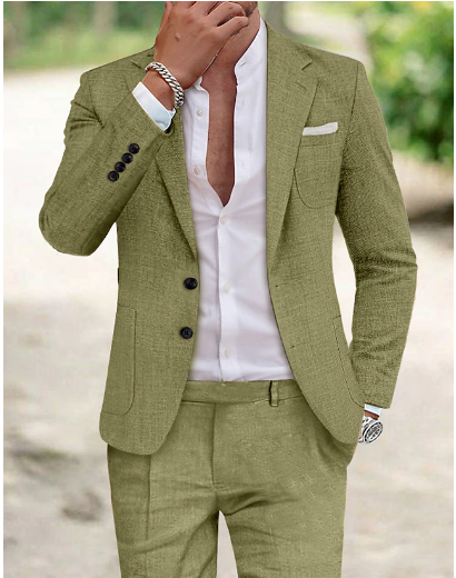 Costume en Lin à Deux Boutons | Élégance et Confort pour Occasions Formelles