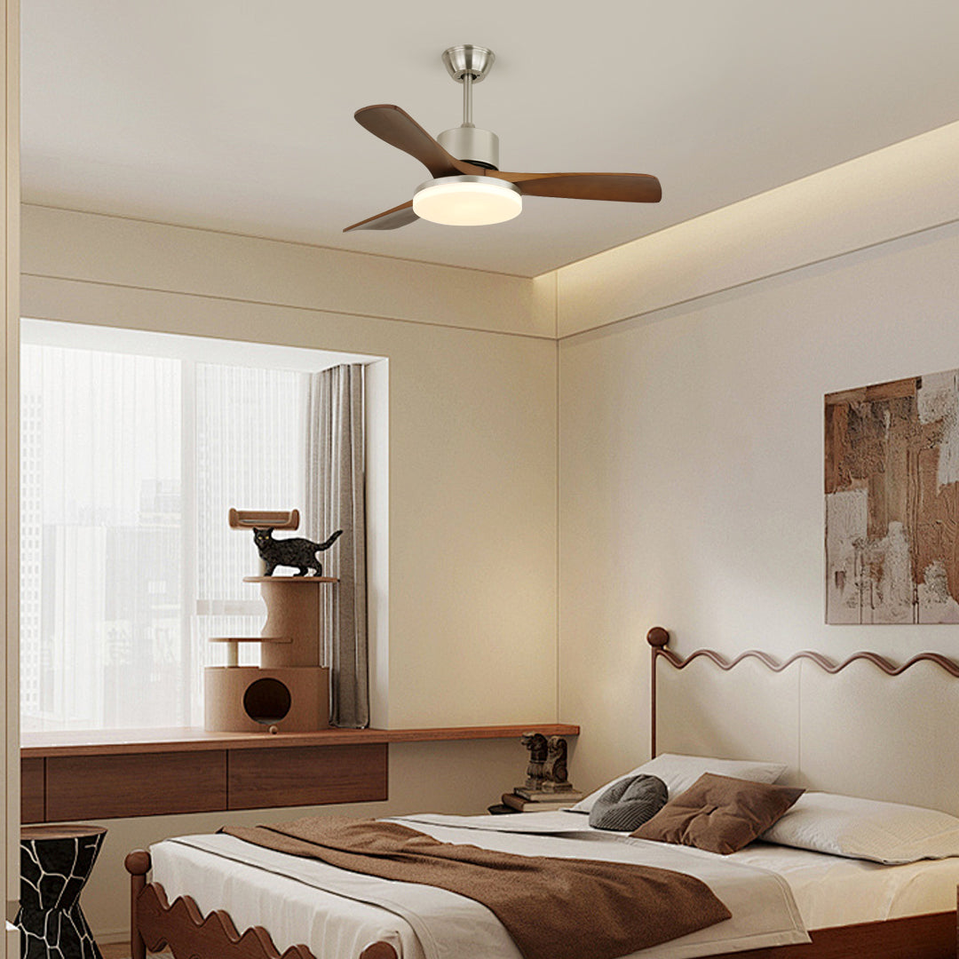 Ventilateur de Plafond en Bois | Élégance Naturelle et Éclairage Doux