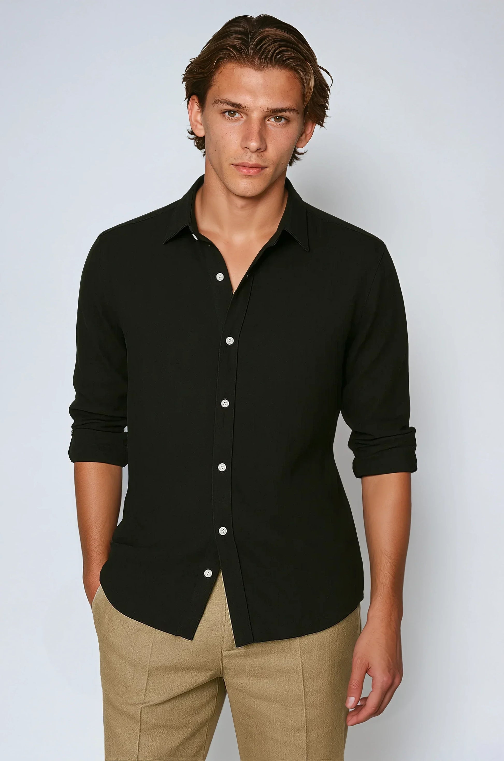Chemise en Lin Noir pour Hommes | Élégance et Confort au Quotidien