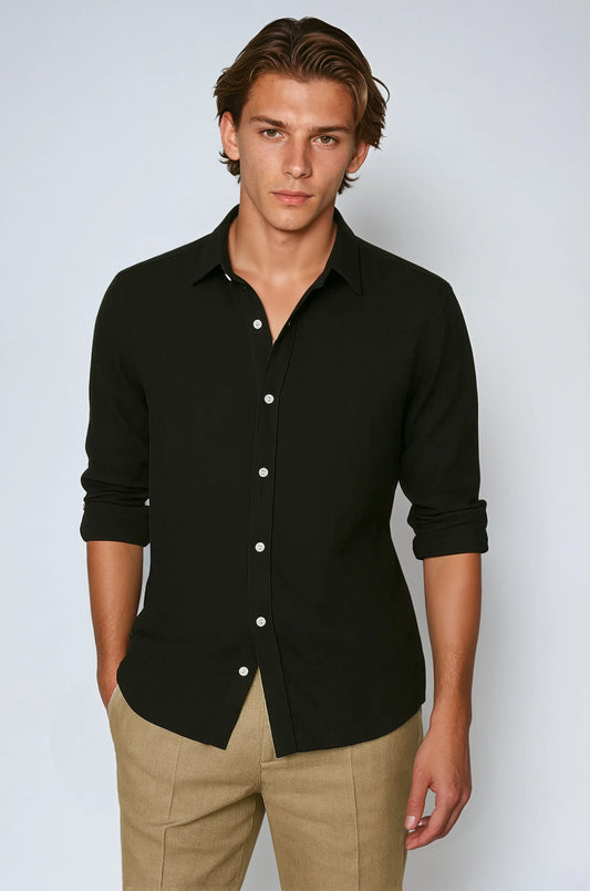 Chemise en Lin Noir pour Hommes | Élégance et Confort au Quotidien