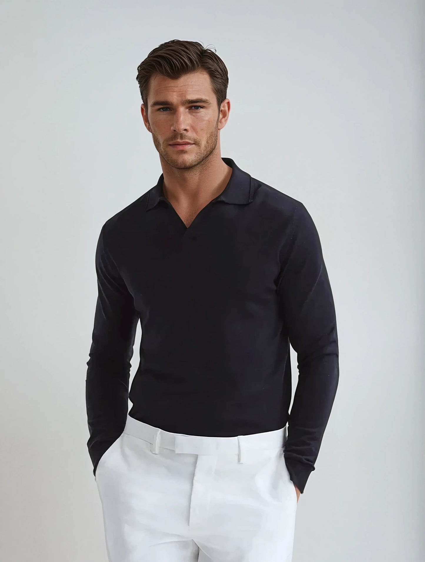 Polo à Manches Longues Élégant | Confort et Polyvalence pour Homme