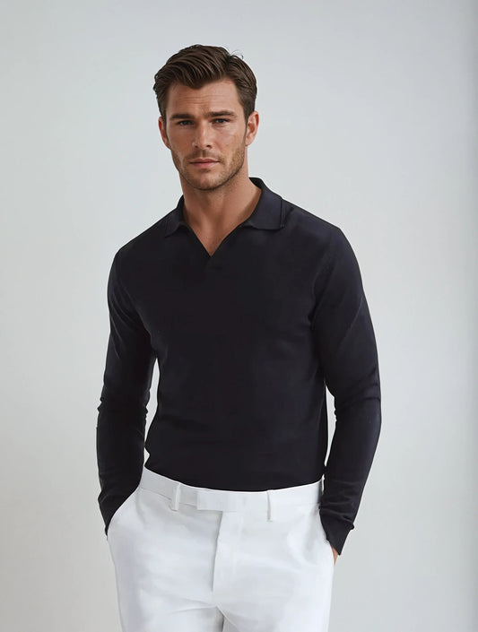 Polo à Manches Longues Élégant | Confort et Polyvalence pour Homme