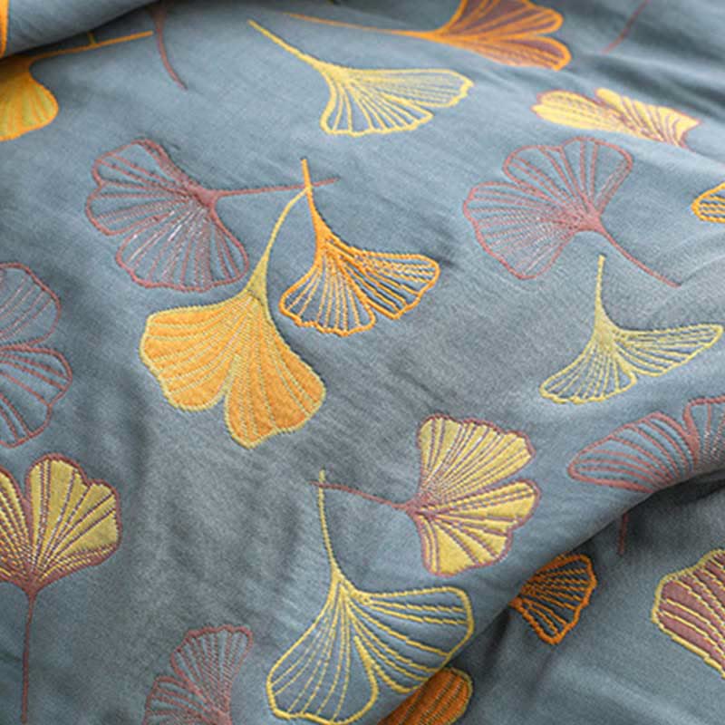 Linge de Lit en Coton Doux | Motif de Feuilles Élégant et Réversible