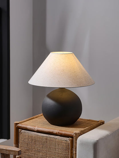 Lampe Rechargeable en Céramique | Design Intemporel avec Abat-jour en Lin