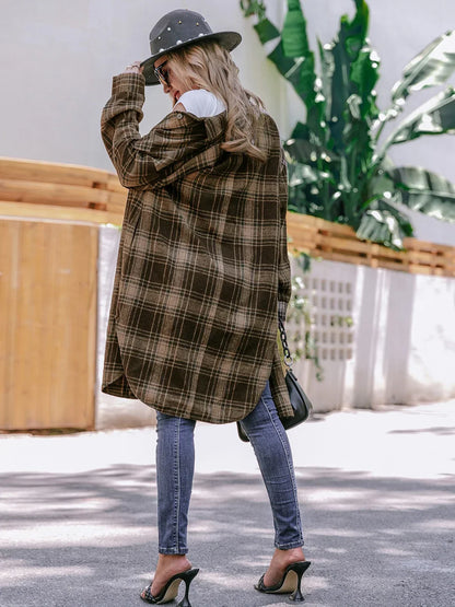 Manteau Long à Carreaux pour Femmes | Élégance et Confort en Hiver