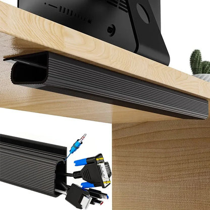 Plateau organiseur de câbles en PVC 40 × 6 cm - bureau bien rangé
