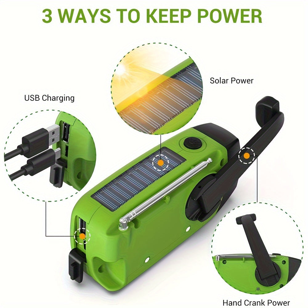 Radio d'Urgence Solaire et Manivelle | Compacte avec Power Bank et Lampe Intégrée