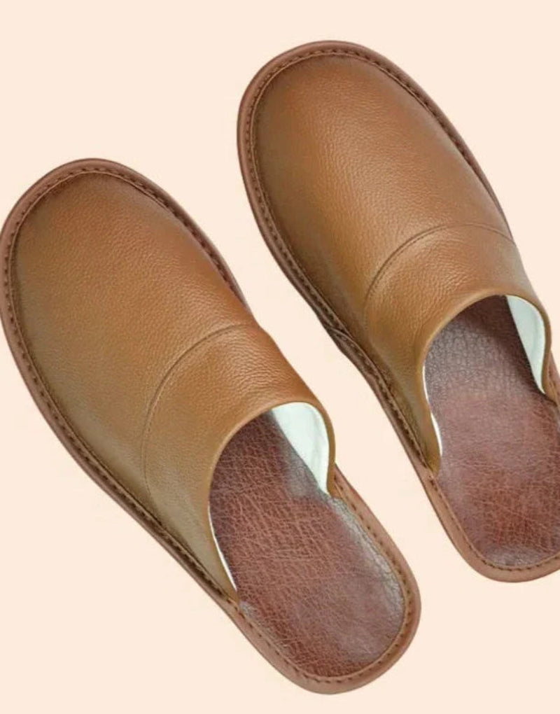 Chaussons en Cuir Véritable - Antidérapants & Confort