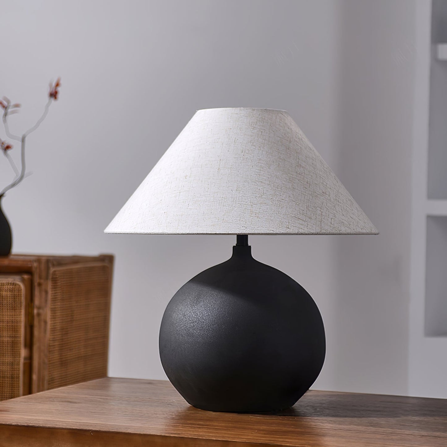 Lampe Rechargeable en Céramique | Design Intemporel avec Abat-jour en Lin