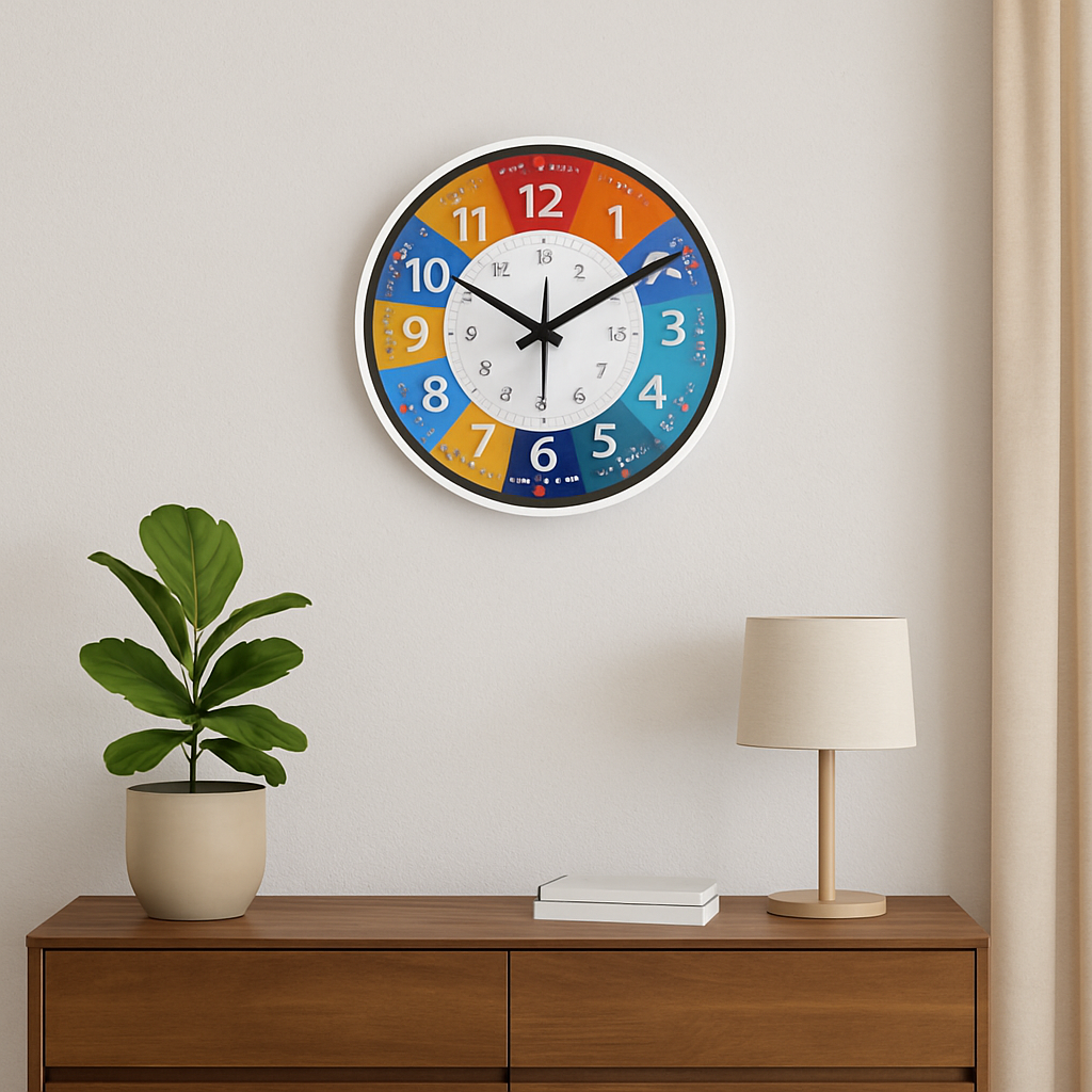 Horloge Murale Silencieuse pour Enfants | Design Coloré et Apaisant