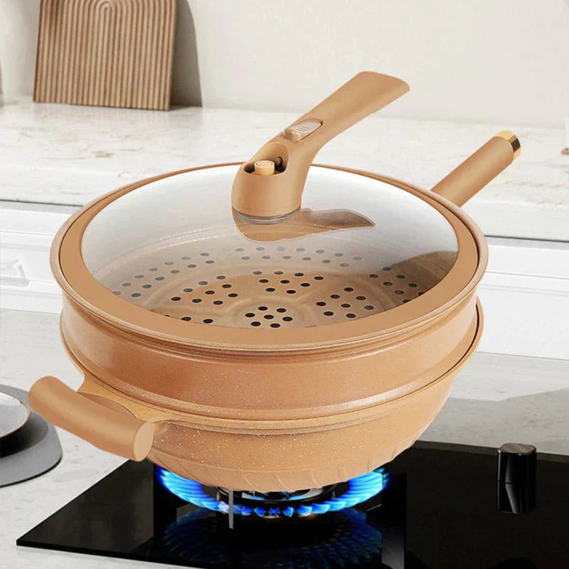 Poêle Wok Multifonctionnelle avec Revêtement Antiadhésif - CookFlex