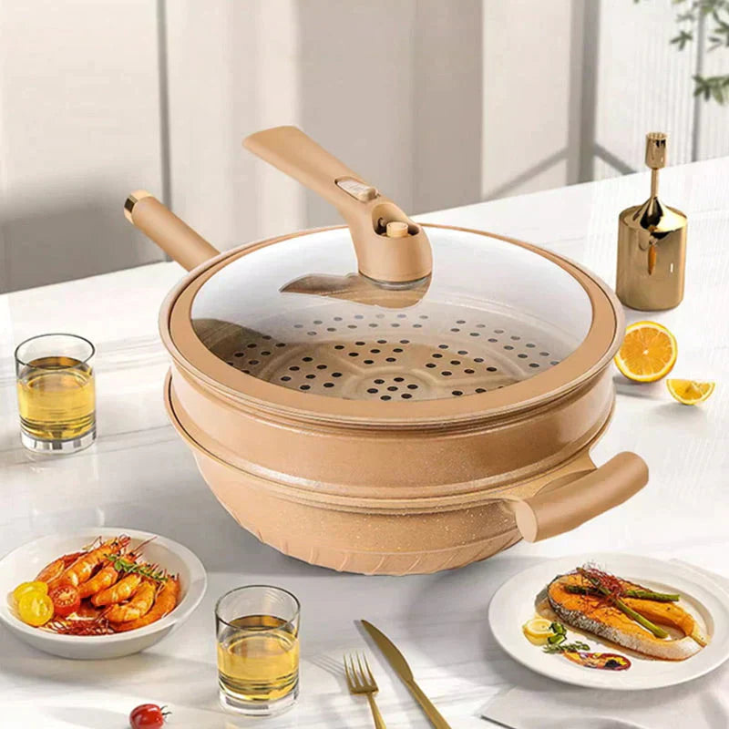 Poêle Wok Multifonctionnelle avec Revêtement Antiadhésif - CookFlex