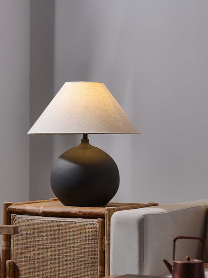 Lampe Rechargeable en Céramique | Design Intemporel avec Abat-jour en Lin