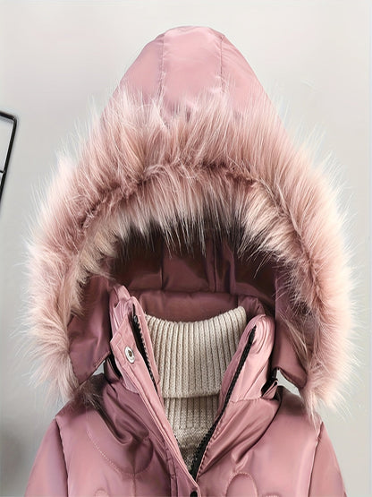 Manteau d'Hiver pour Filles | Douillet avec Capuche en Fausse Fourrure