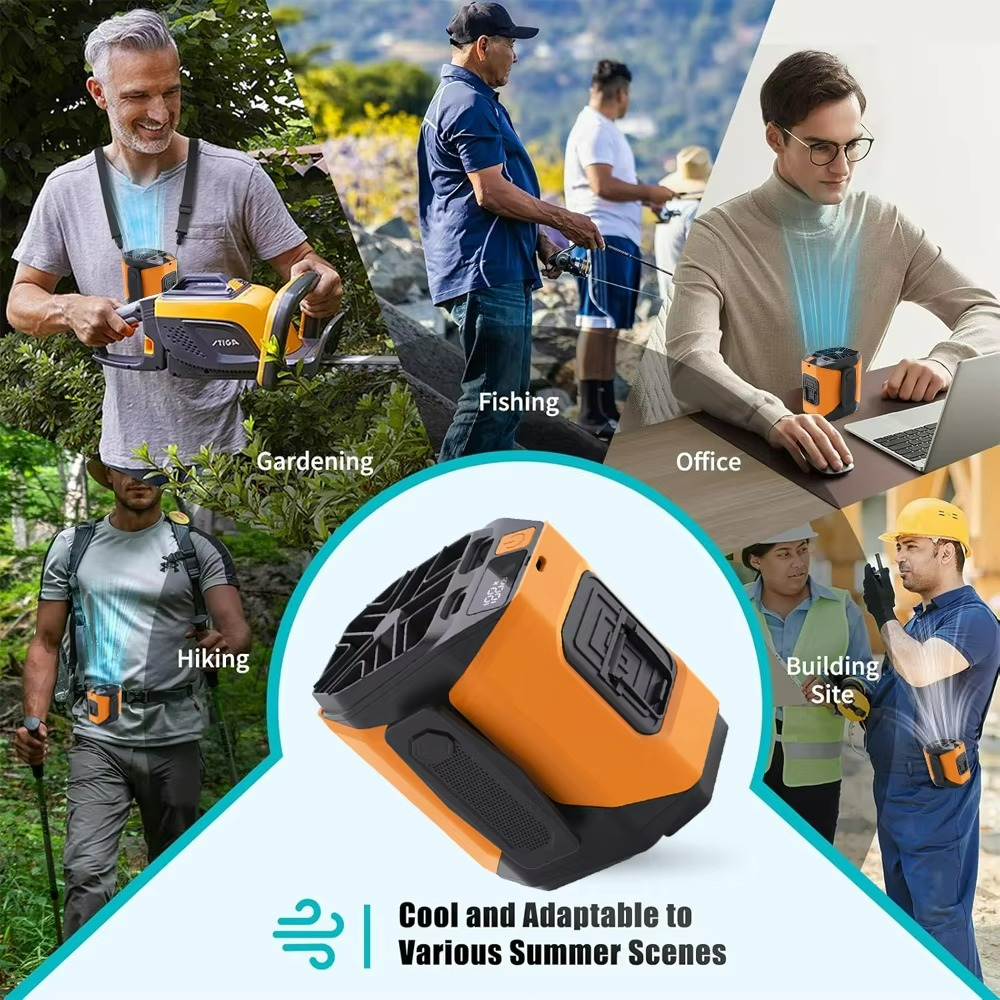 Ventilateur Portable avec Batterie Externe | Confort et Éclairage Pratique en Déplacement
