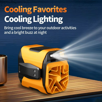 Ventilateur Portable avec Batterie Externe | Confort et Éclairage Pratique en Déplacement