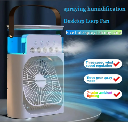 Ventilateur Refroidisseur d'Air Portable | Fonction 3-en-1 avec Lumière LED