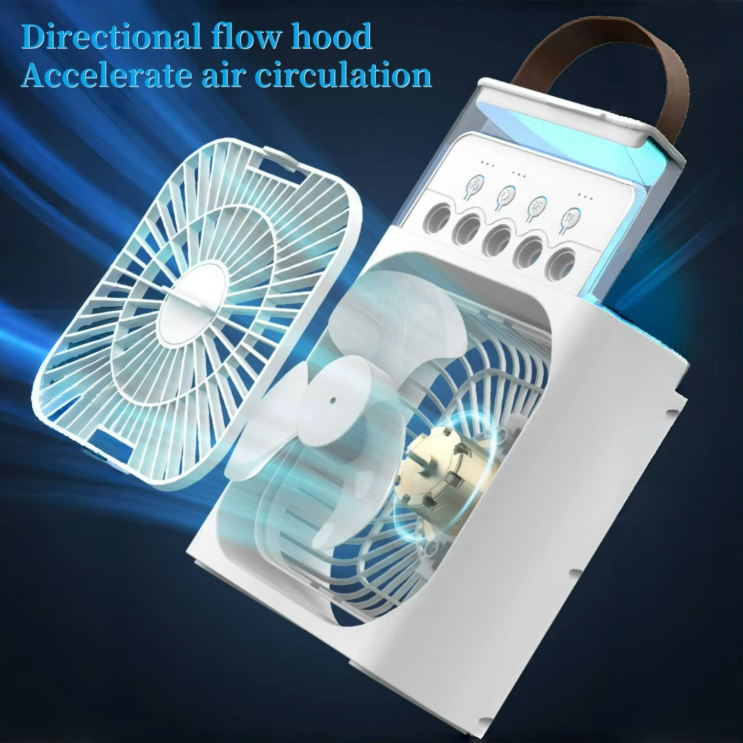 Ventilateur Refroidisseur d'Air Portable | Fonction 3-en-1 avec Lumière LED
