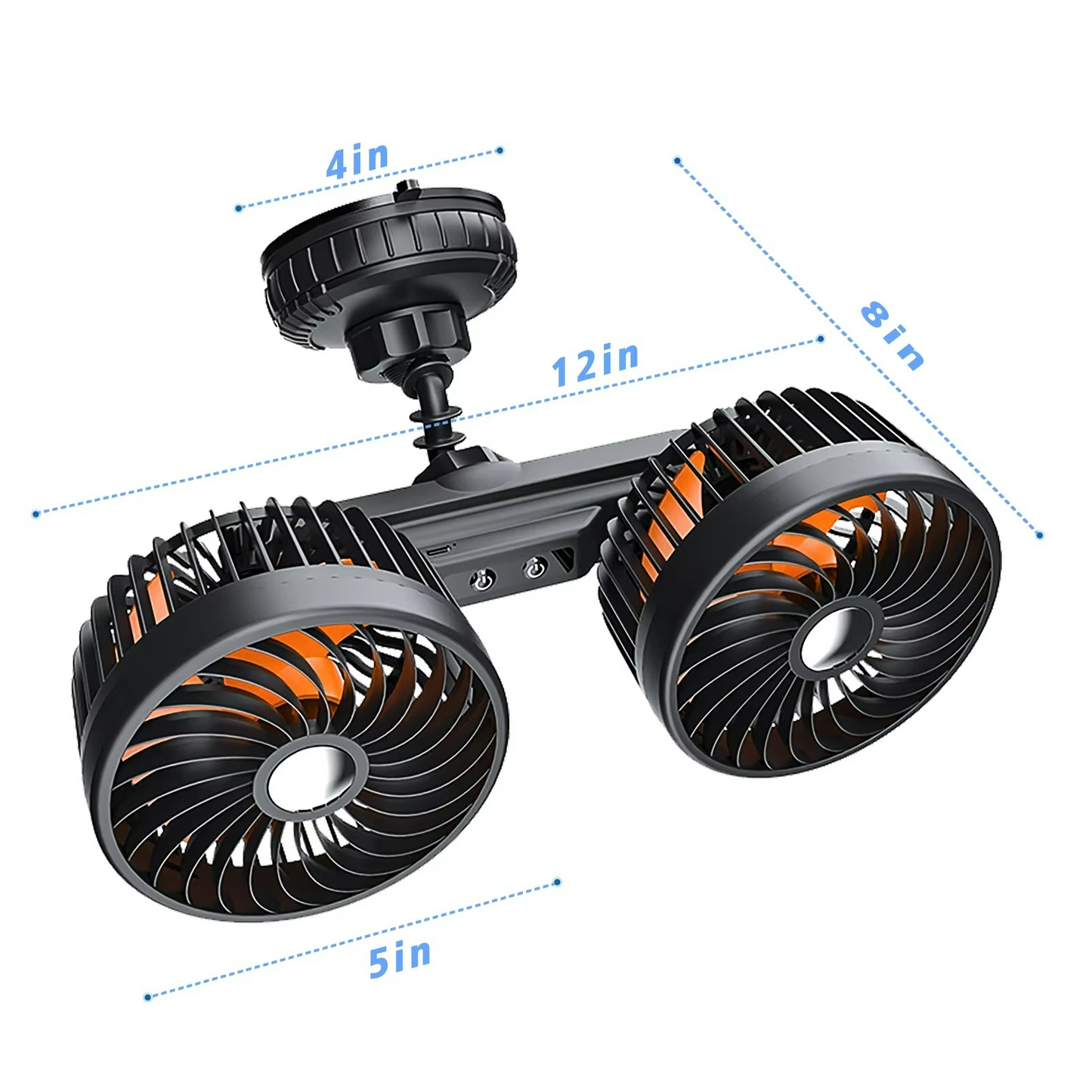 Ventilateur de Voiture à Double Tête | Brise Fraîche et Fixation Solide