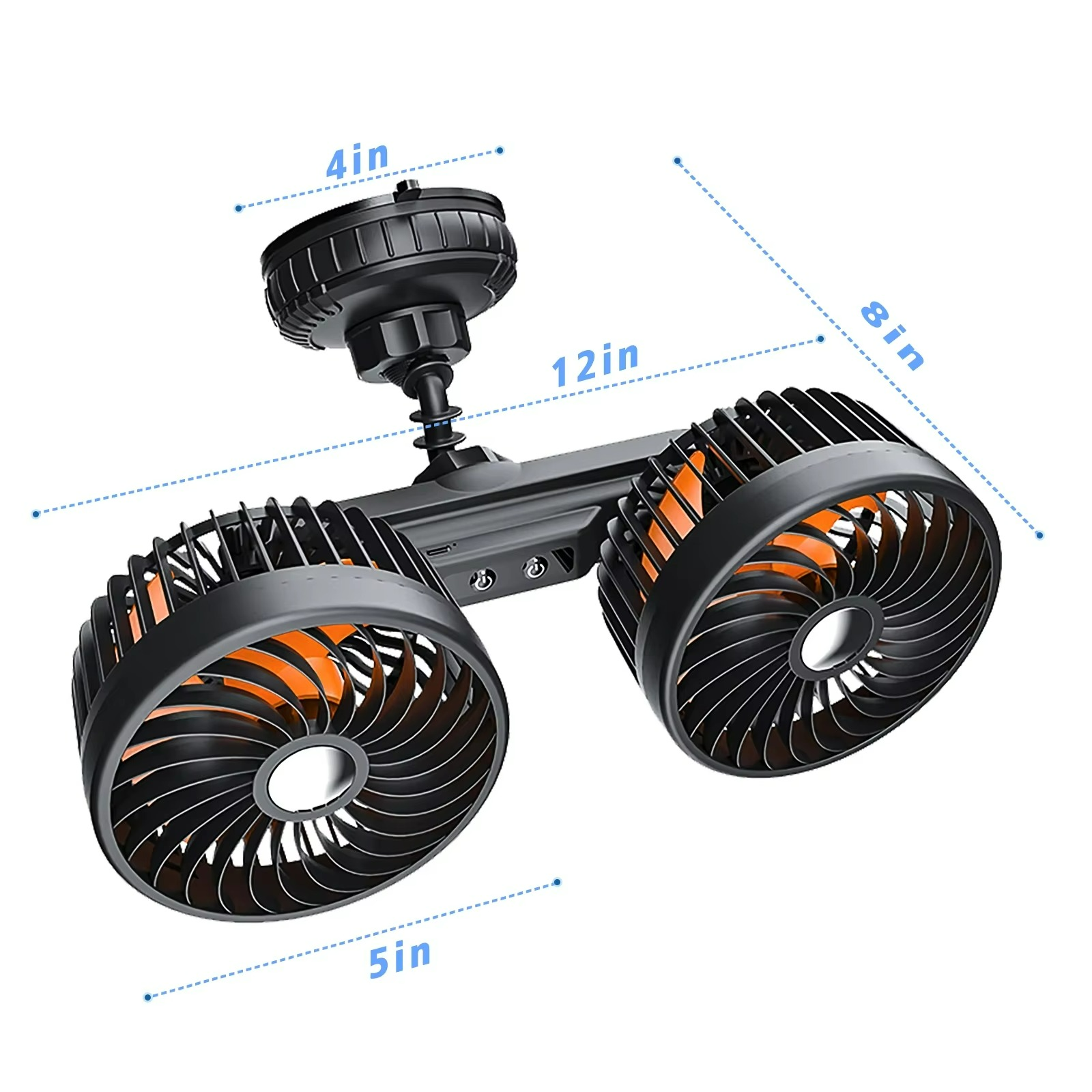 Ventilateur de Voiture à Double Tête | Brise Fraîche et Fixation Solide