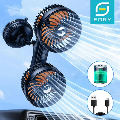 Ventilateur de Voiture à Double Tête | Brise Fraîche et Fixation Solide