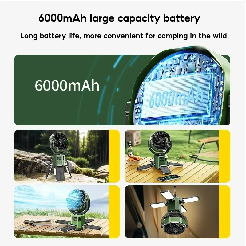 Ventilateur Portable de Camping | Refroidissement et Éclairage Multifonctionnel