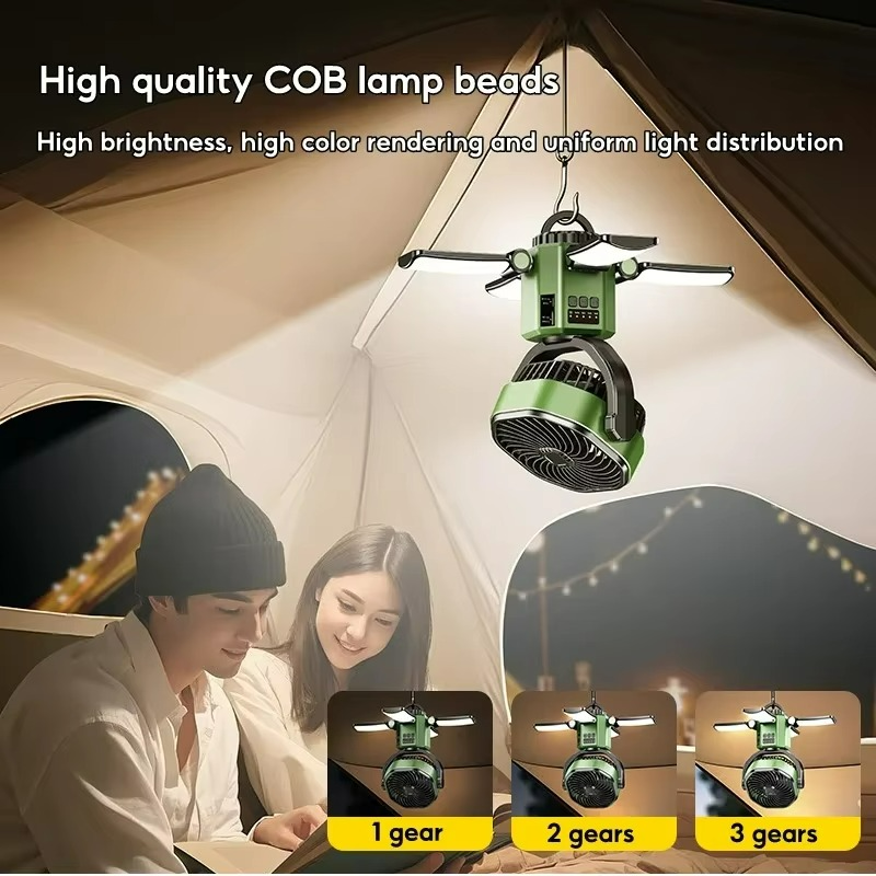 Ventilateur Portable de Camping | Refroidissement et Éclairage Multifonctionnel