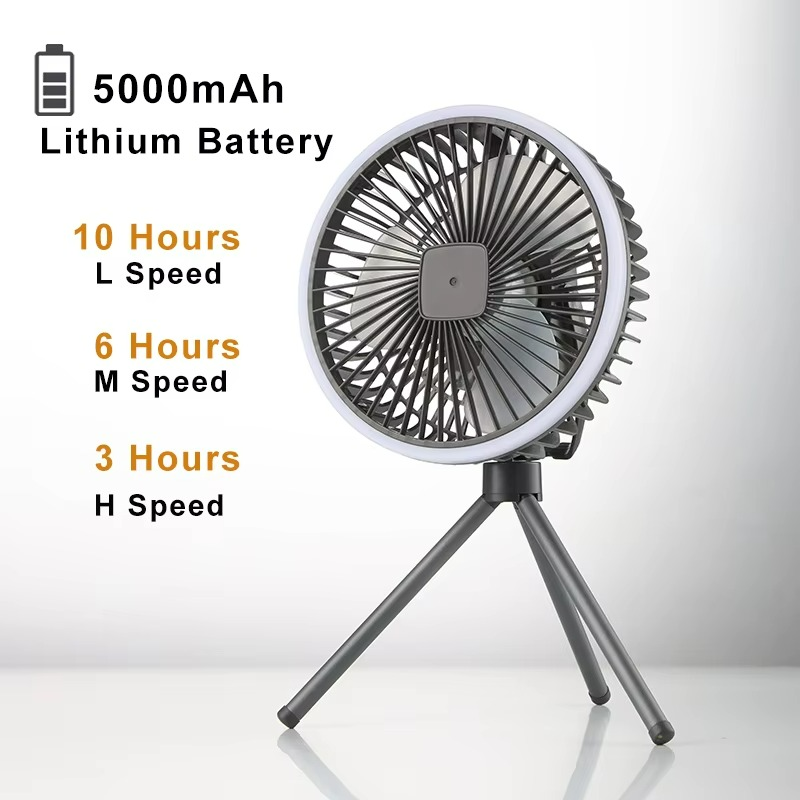 Ventilateur Portable Rechargeable avec LED | Circulation d'Air et Éclairage Pratique
